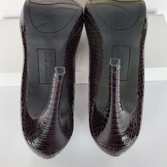 Christian Siriano for Payless Closed Toe Faux Reptile Classic Heels Shoes Size 7 - Picture 9 of 16